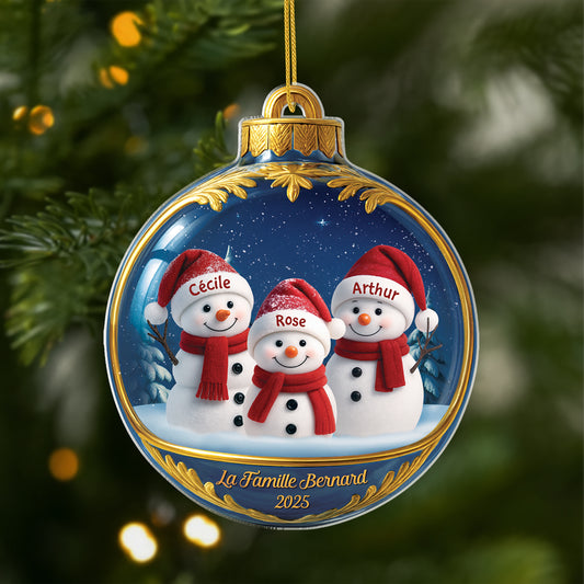 7062OFR1 effet dimpression 3d ornement acrylique personnalise famille boule noel bonhomme de neige 7062o3tmi