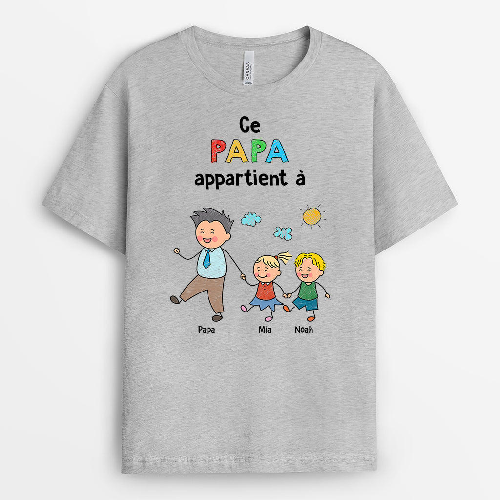 7078AFR2 ce papa cette maman appartient a t shirt personnalise maman papa 7078atpaa
