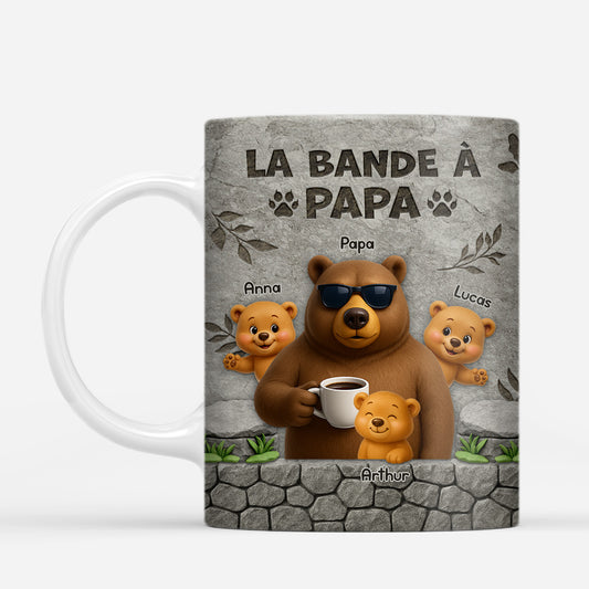 7085MFR1 effet dimpression 3d mug personnalise papa papy la bande a papy ours cool 7085m3tmb