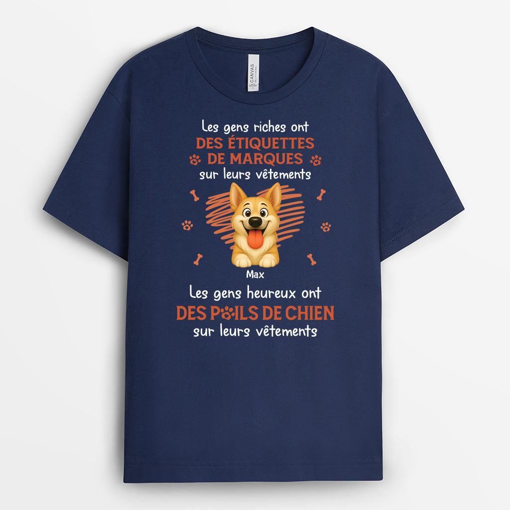 7089AFR2 t shirt personnalise gens heureux ont des poils de chien sur vetements 7089atqcc