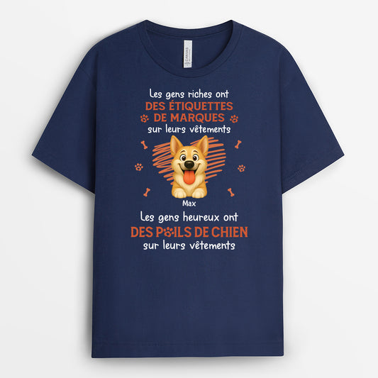 7089AFR2 t shirt personnalise gens heureux ont des poils de chien sur vetements 7089atqcc