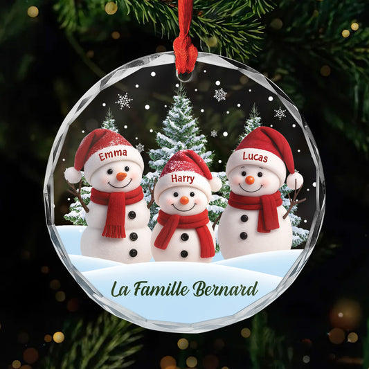 7092OFR1 ornement de noel en verre personnalise famille bonhomme de neige avec sapin 7092okl5i