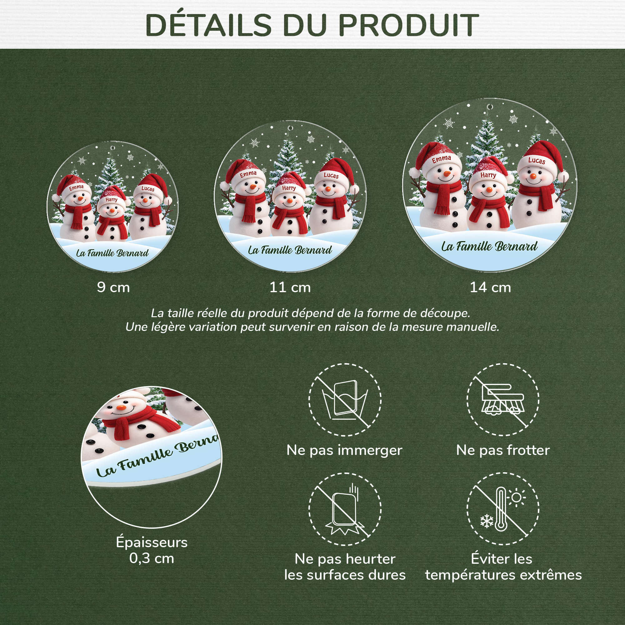 7092OFR3 ornement noel acrylique personnalise famille bonhomme de neige avec sapin 7092okl5i