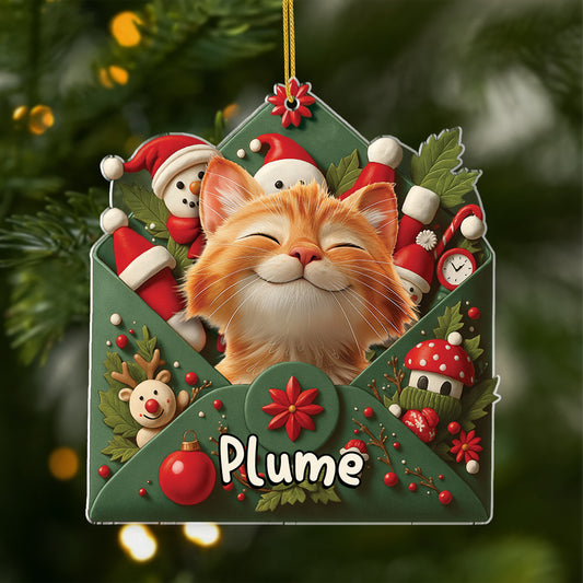 7109OFR1 ornement acrylique personnalise avec photo lettre du pere noel avec mon chat 7109otmnd