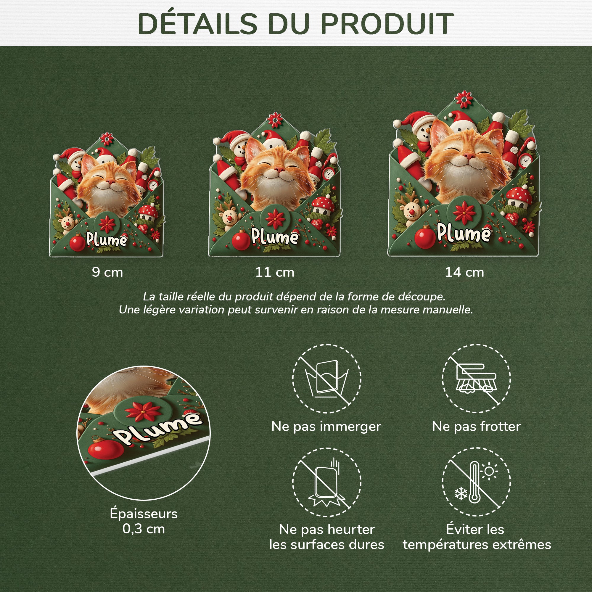 7109OFR3 ornement acrylique personnalise avec photo lettre du pere noel avec mon chat 7109otmnd