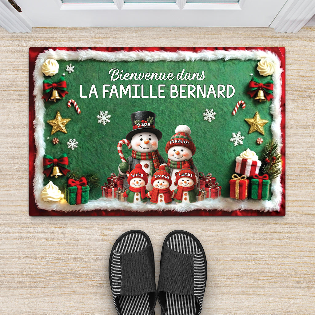7126DFR2 paillasson personnalise famille bienvenue chez papa et mamie 7126d8pca