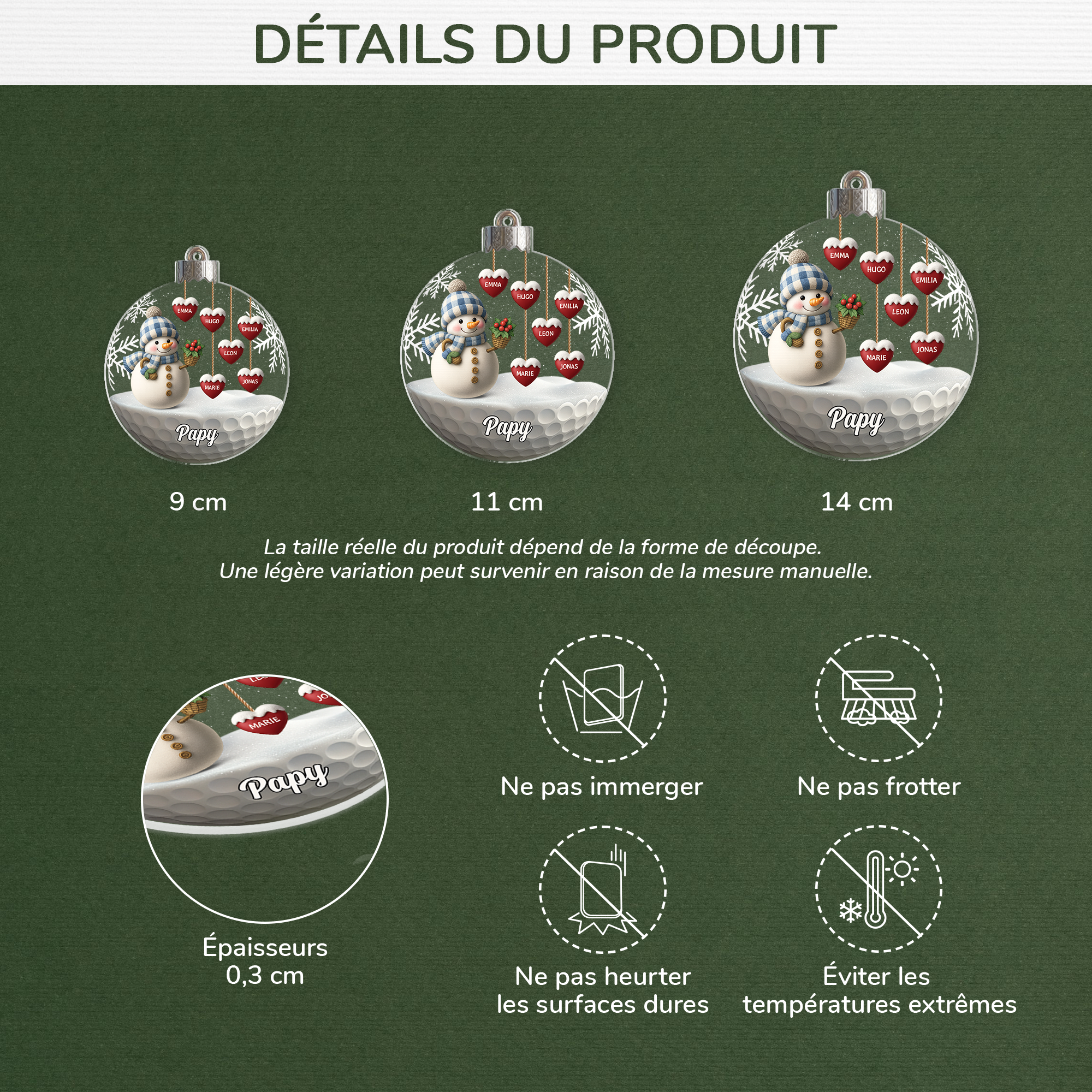 7131OFR3 effet dimpression 3d ornement acrylique personnalise boule de noel avec mamie papy 7131o8t5a