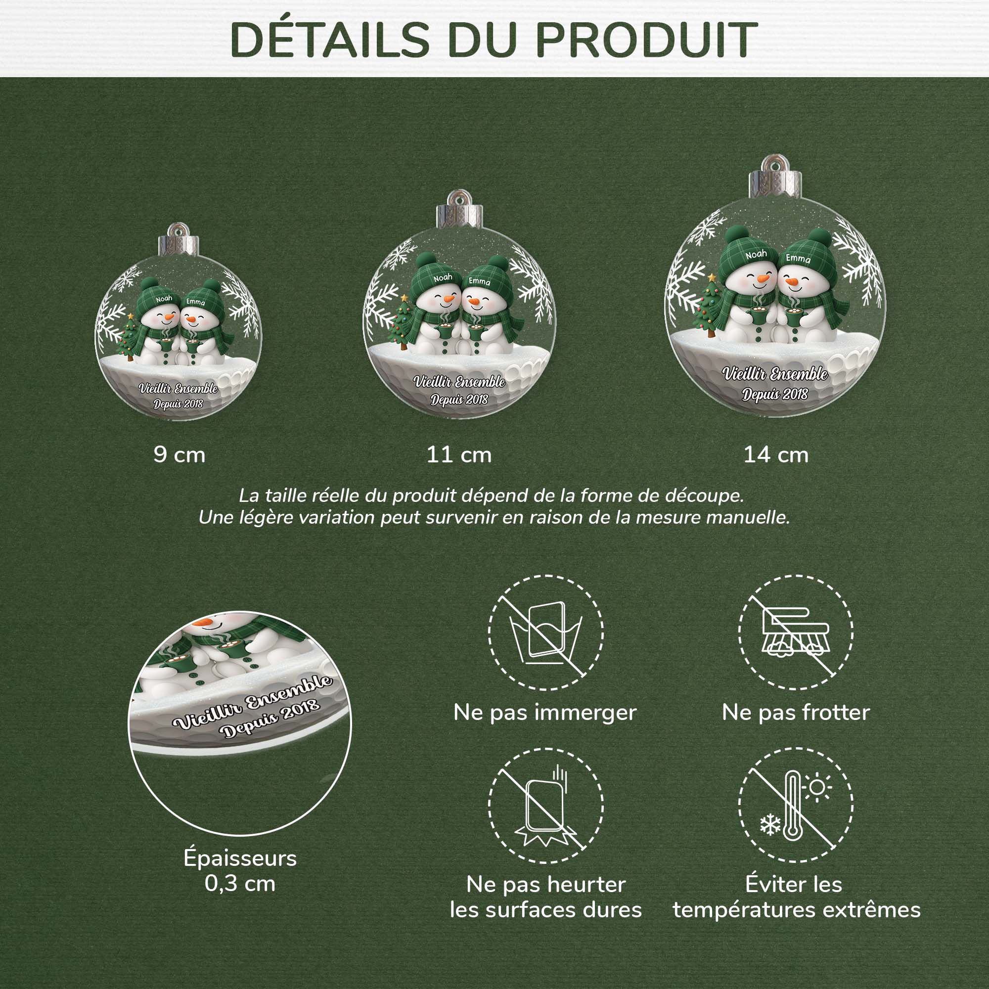 7136OFR3 effet dimpression 3d ornement acrylique personnalise couple avec neige vieillir ensemble 7136o8q5g