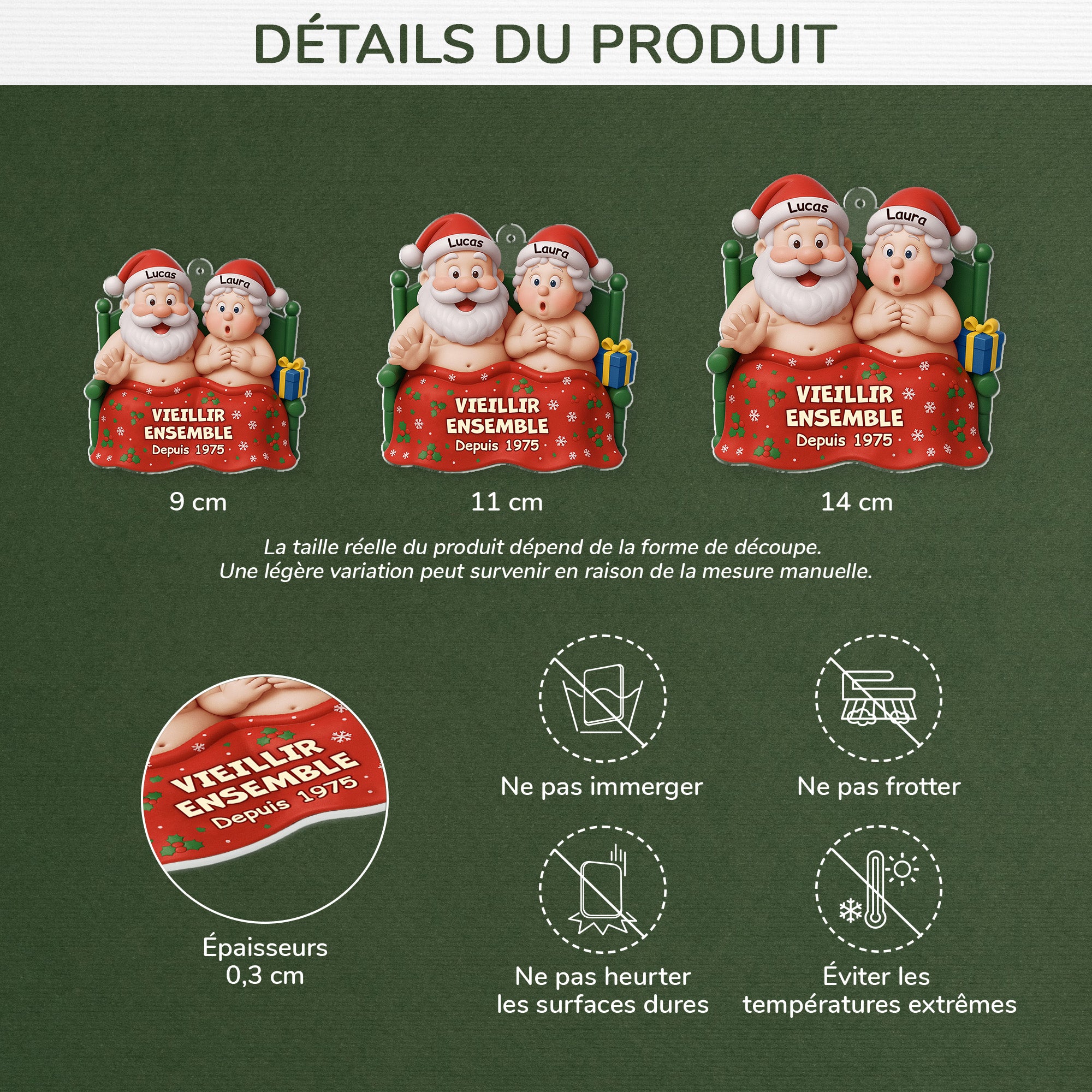 7144OFR3 effet dimpression 3d ornement noel acrylique personnalise vieillir ensemble couple unique 7144o3zwg