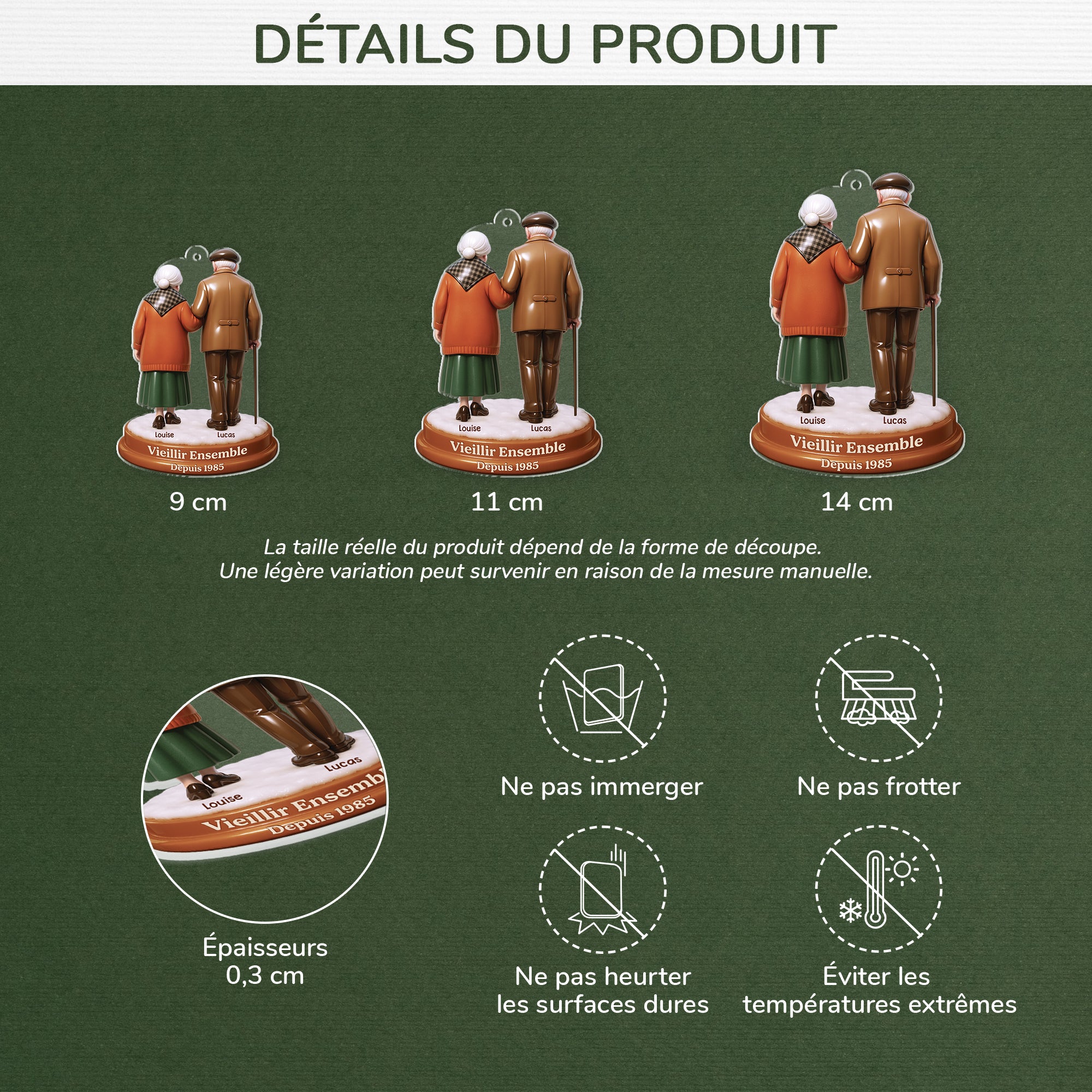 7148OFR3 effet dimpression 3d ornement noel acrylique personnalise couple vieillir ensemble toi et moi 7148otqng