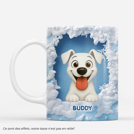 7149MFR1 effet dimpression 3d mug de noel personnalise chien dans la neige 7149m8mzc
