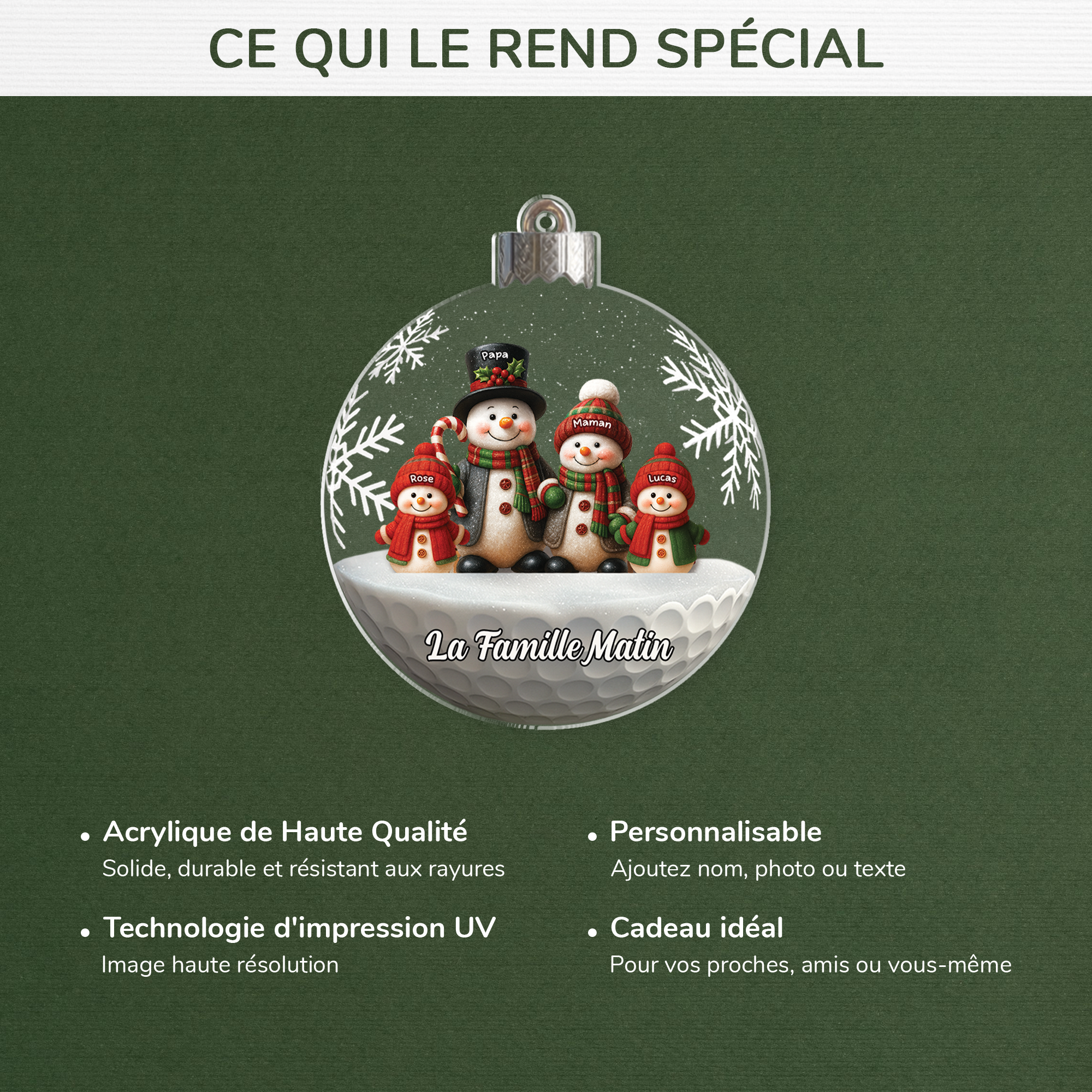 7156OFR4 effet dimpression 3d ornement acrylique personnalise boule de noel famille laine 7156ott5i