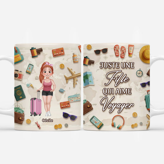 7171MFR1 effet dimpression 3d mug personnalise femmehomme juste une fille qui aime voyager 7171m8paa