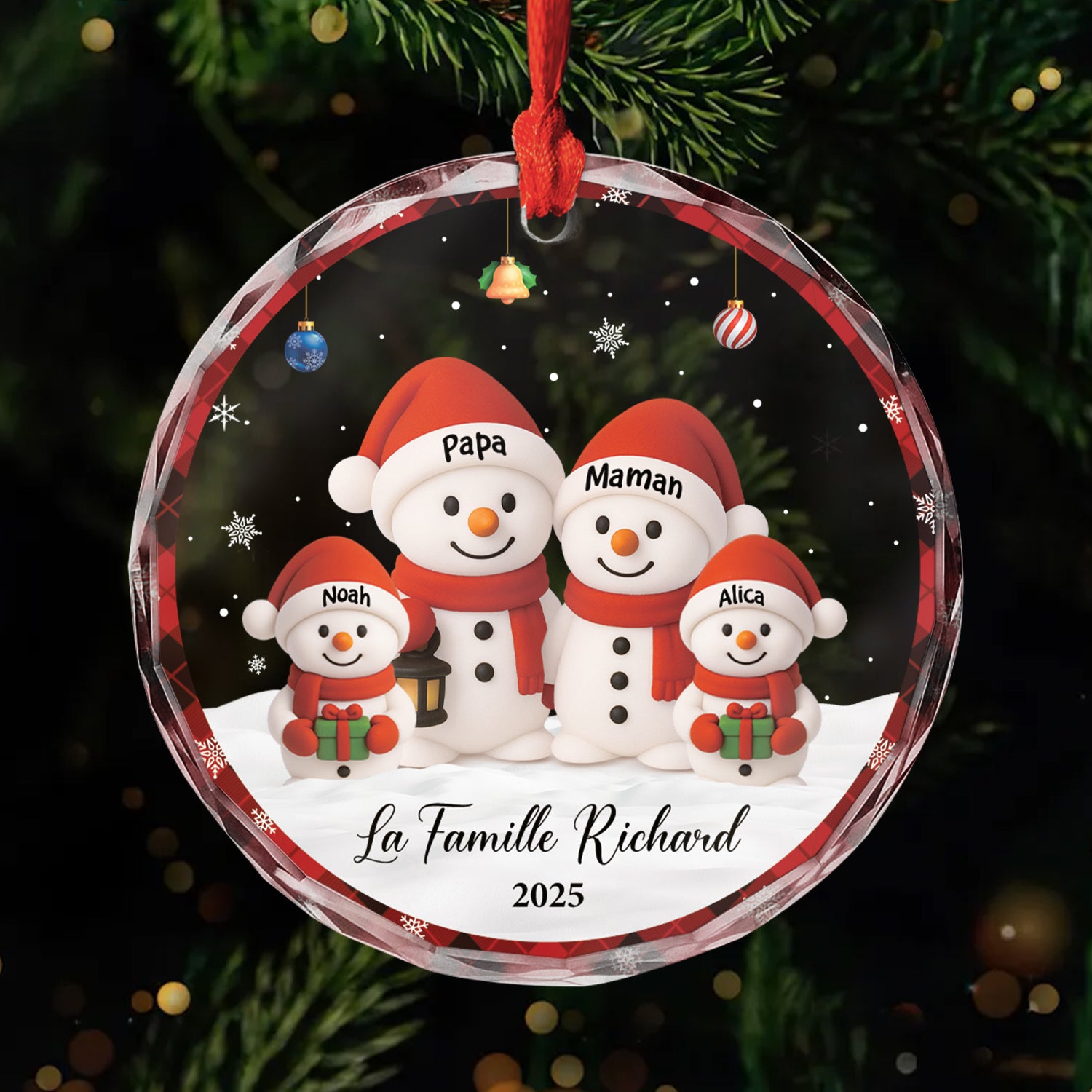 7177OFR1 effet dimpression 3d ornement en verre personnalise noel ensemble de famille 7177o3t5i
