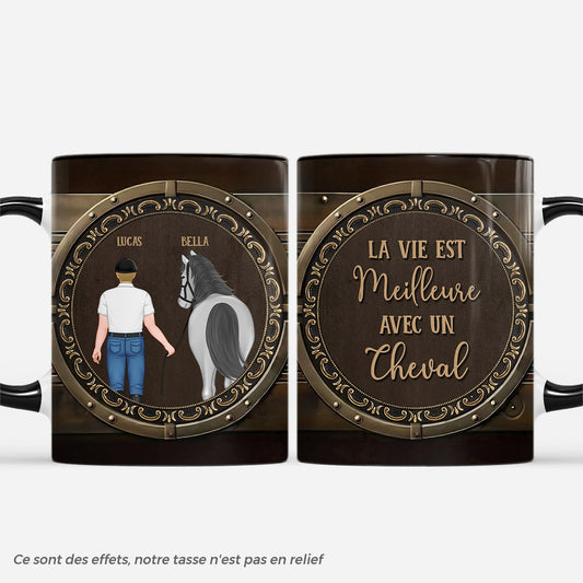 7191MFR1 effet dimpression 3d mug personnalise la vie est meilleure avec les chevaux 7191m6tau
