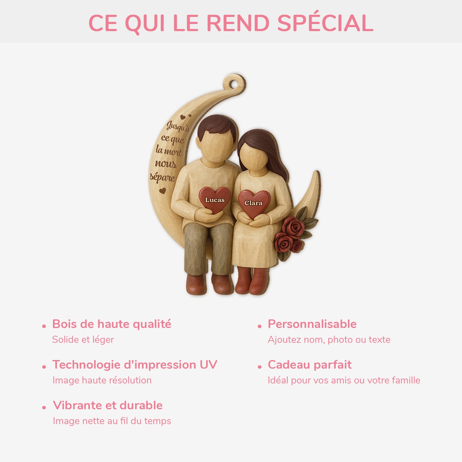 7205OFR4 ornement noel en bois a 1 couche personnalise couple jusqu_a la lune et retour 7205o6qmg
