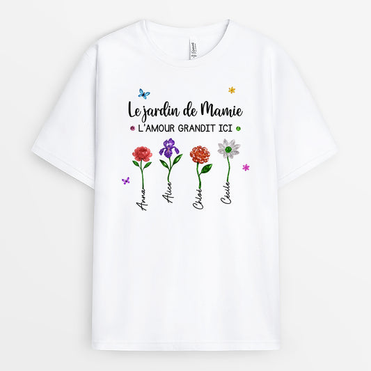 7211AFR1 amour dans le jardin de mamie t shirt personnalise mamie maman 7211a6q5a