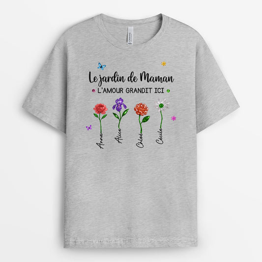 7211AFR2 amour dans le jardin de mamie t shirt personnalise mamie maman 7211a6q5a