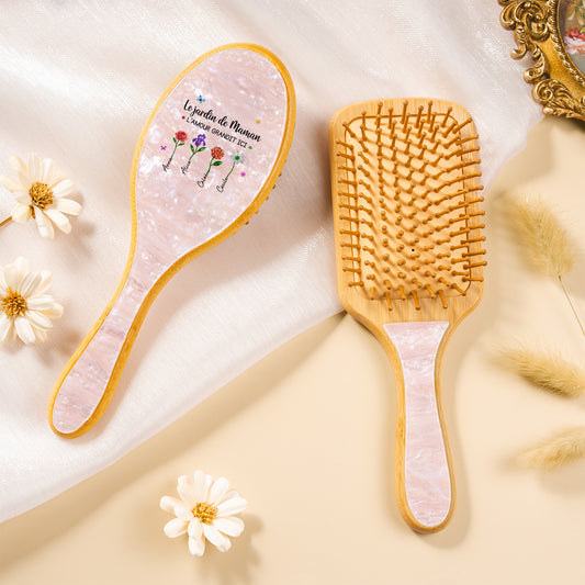 7211AFR2 jardin de mamie maman brosse a cheveux personnalisee en acetate imprimee uv 7211aq6q5a