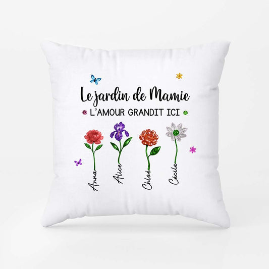 7211PFR1 amour dans le jardin de maman coussin personnalise maman mamie 7211p6q5a