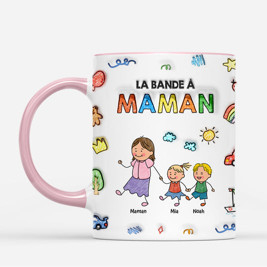 7217MFR2 effet dimpression 3d mug personnalise colore la bande a papa maman 7217mthab