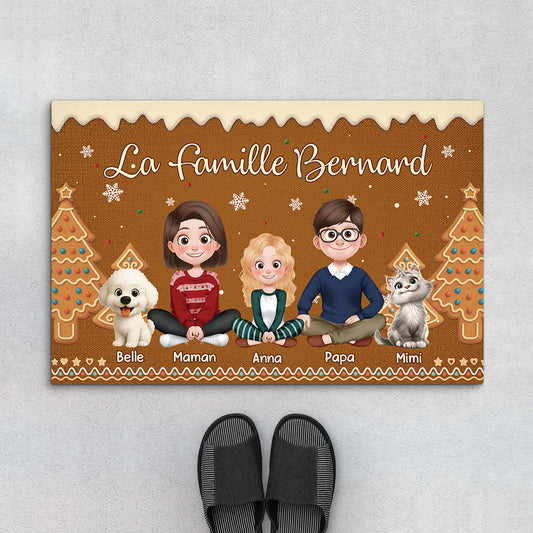 7221DFR1 paillasson personnalise famille famille reunie pour noel 7221d3pti