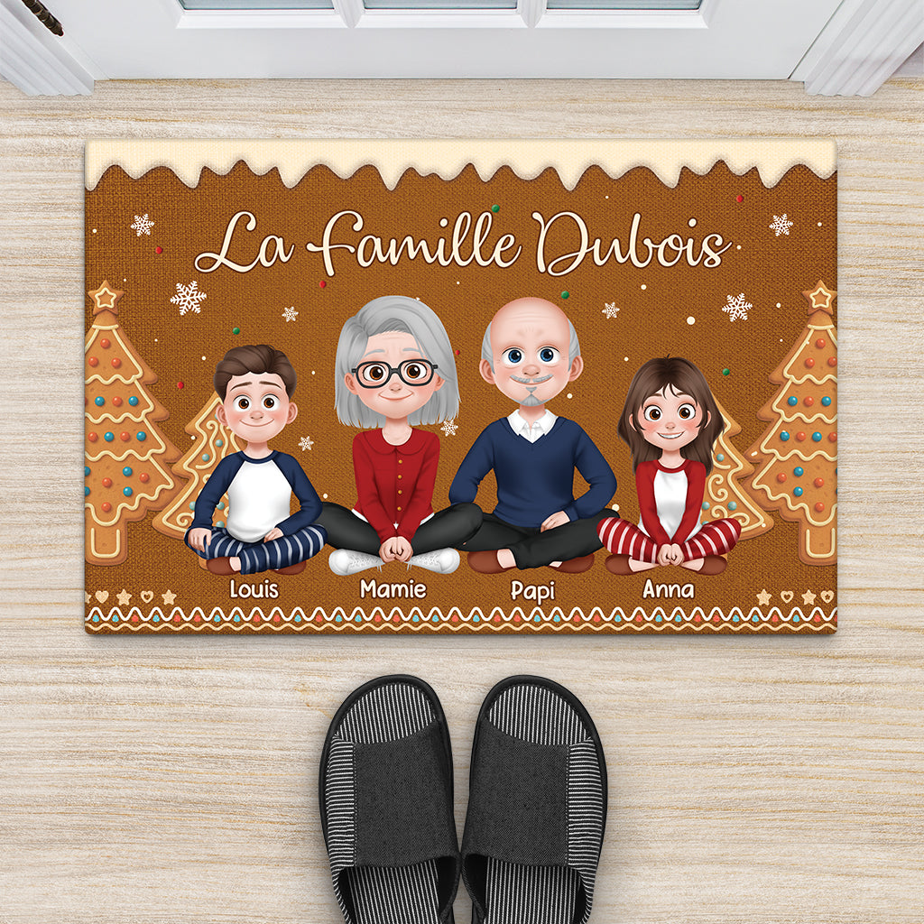 7221DFR2 paillasson personnalise famille famille reunie pour noel 7221d3pti