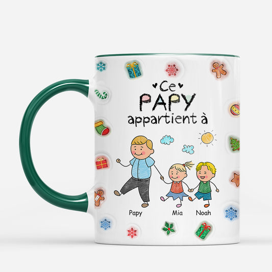 7222MFR2 effet dimpression 3d mug de noel personnalise papy mamie appartient a 7222mkp5a