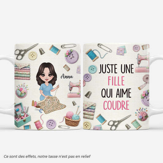 7245MFR1 effet dimpression 3d mug personnalise femme juste une fille qui aime coudre 7245m3taa