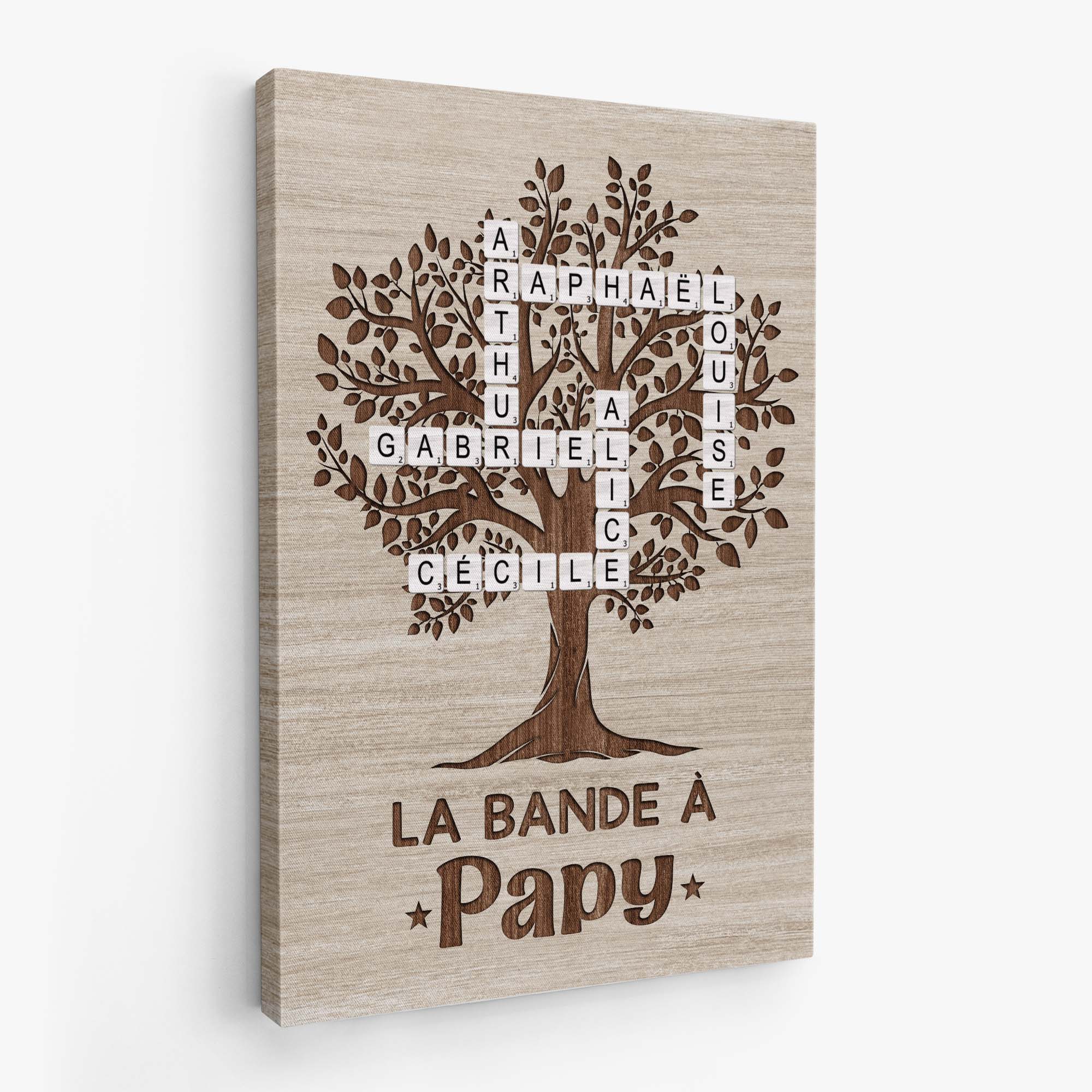 7258CFR2 toile personnalise avec mot croise la band a mamie papy 7258c8l5a