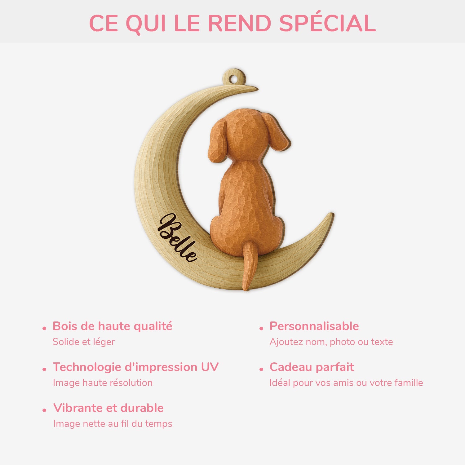 7260OFR4 effet dimpression 3d ornement noel en bois a 1 couche personnalise chien sous les etoiles 7260o