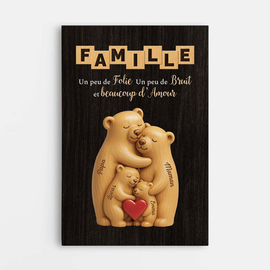 7267CFR1 effet dimpression 3d toile personnalisee avec mot croise amour de famille ours 7267ctt5i