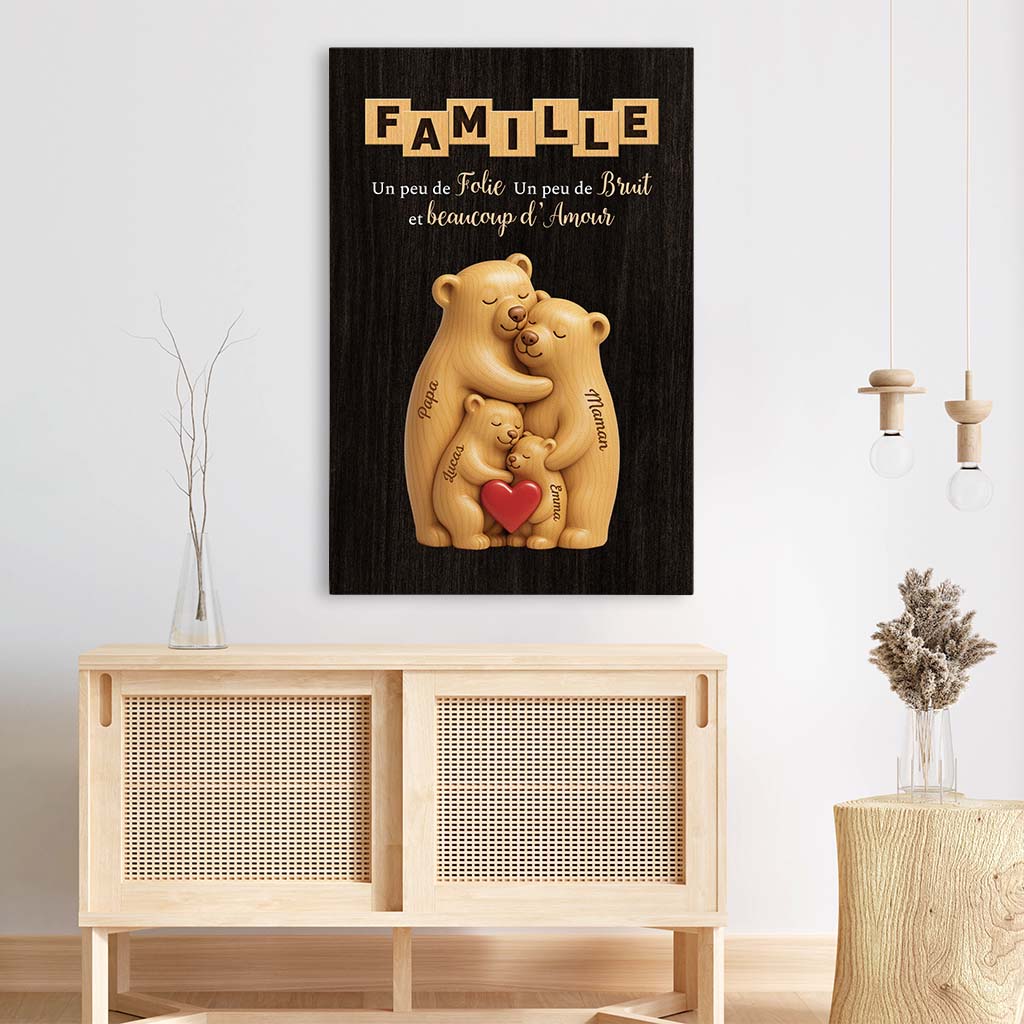 7267CFR3 effet dimpression 3d toile personnalisee avec mot croise amour de famille ours 7267ctt5i