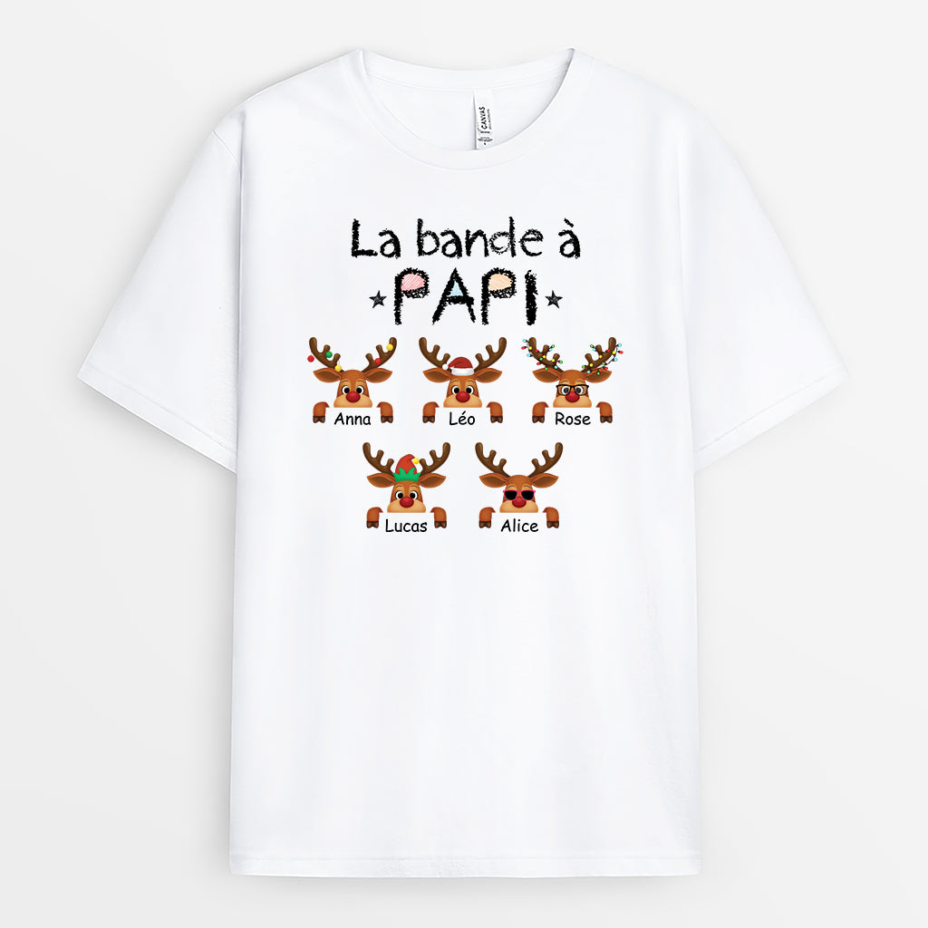 7270AFR1 t shirt personnalise blanc de noel jolis rennes de papy mamie 7270a3z5b