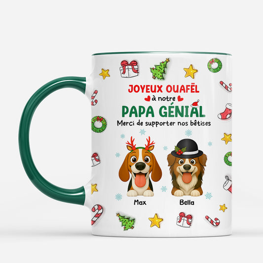 7278MFR2 effet dimpression 3d mug de noel personnalise chien joyeux ouafel a maman 7278mkz5c