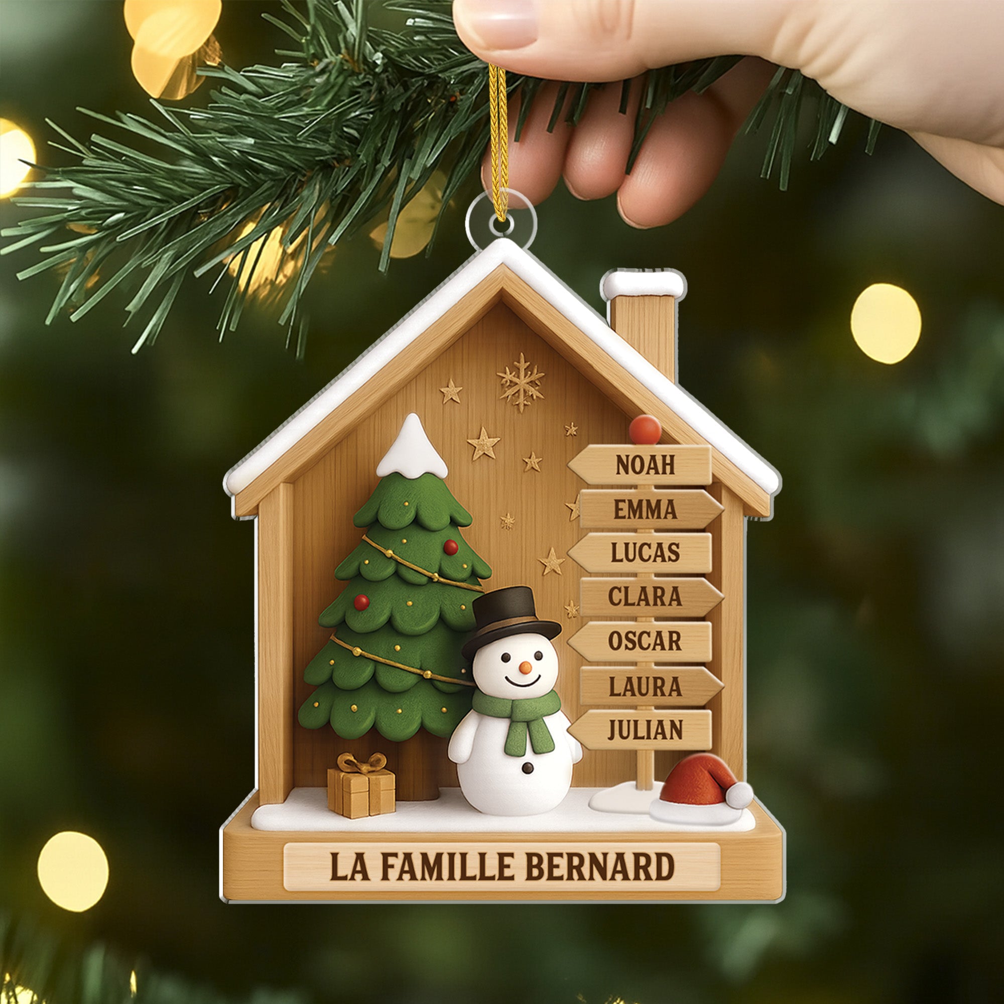7287OFR2 effet dimpression 3d ornement de noel acrylique personnalise famille chaleureuse 7287othmi