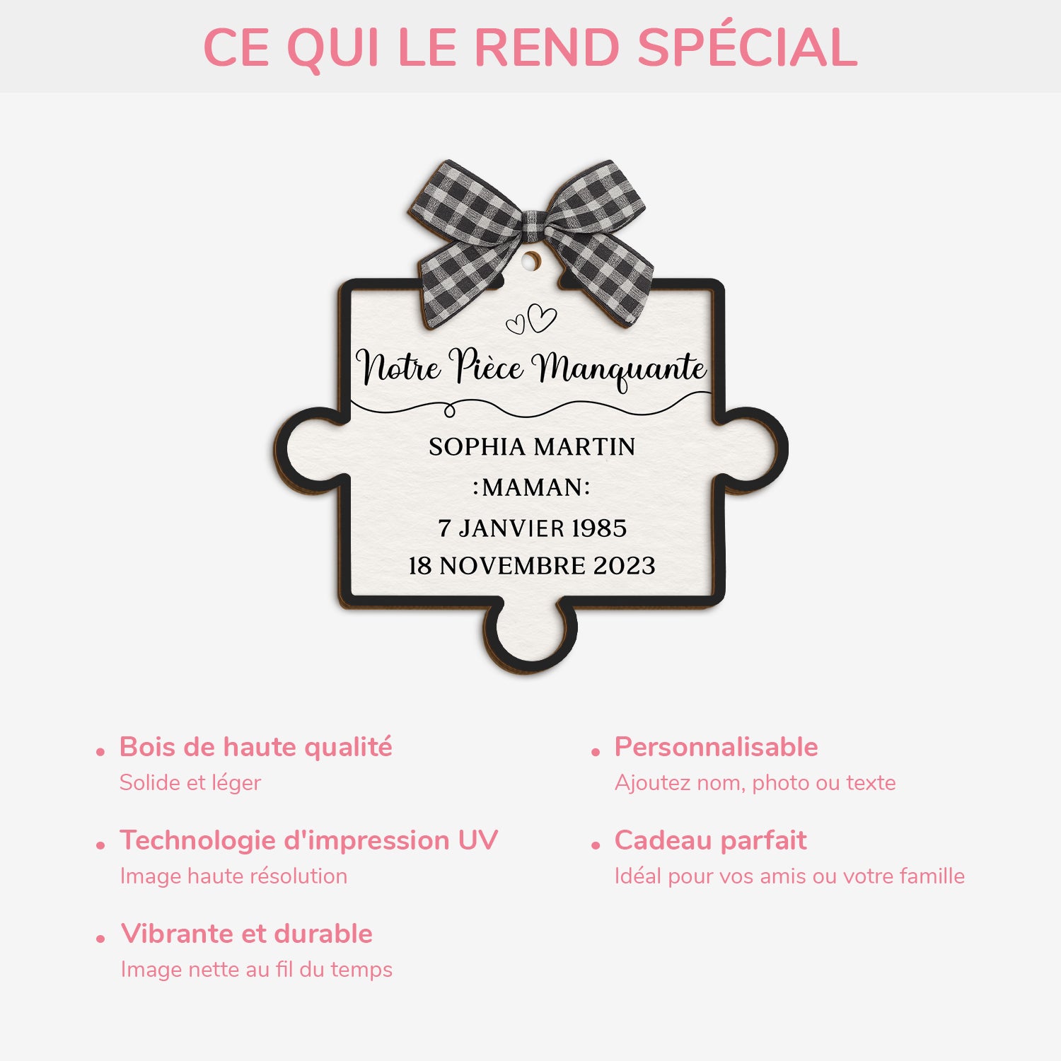 7290OFR4 ornement noel en bois a 2 couches personnalise commemoratif notre piece manquante 7290otqca