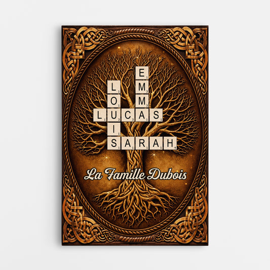 7302CFR1 toile arbre de vie personnalise notre famille avec mots croises 7302c6twi