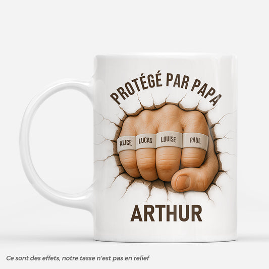 7318MFR1 effet dimpression 3d mug personnalise protege par papa papy 7318m8tnb