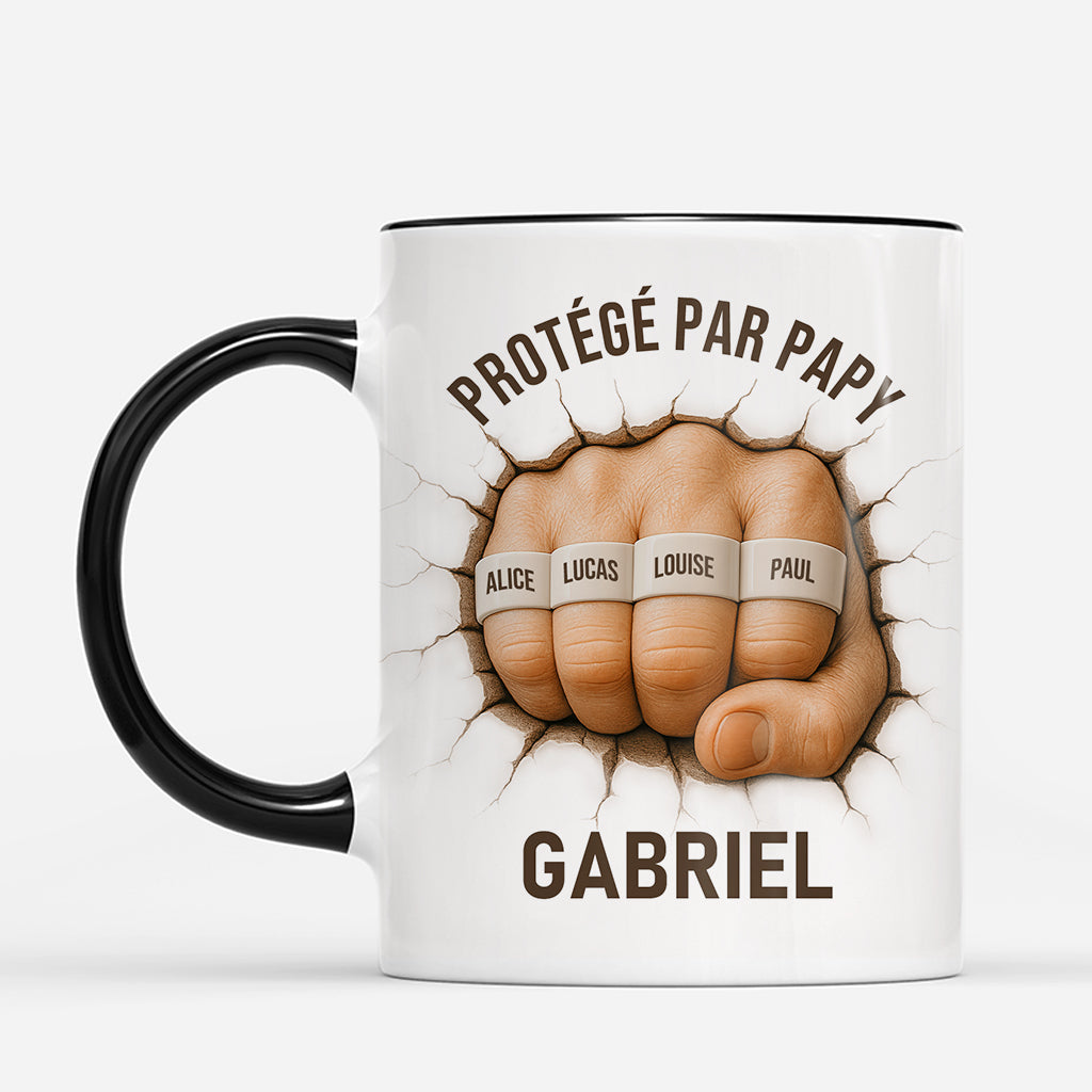 7318MFR2 effet dimpression 3d mug personnalise protege par papa papy 7318m8tnb