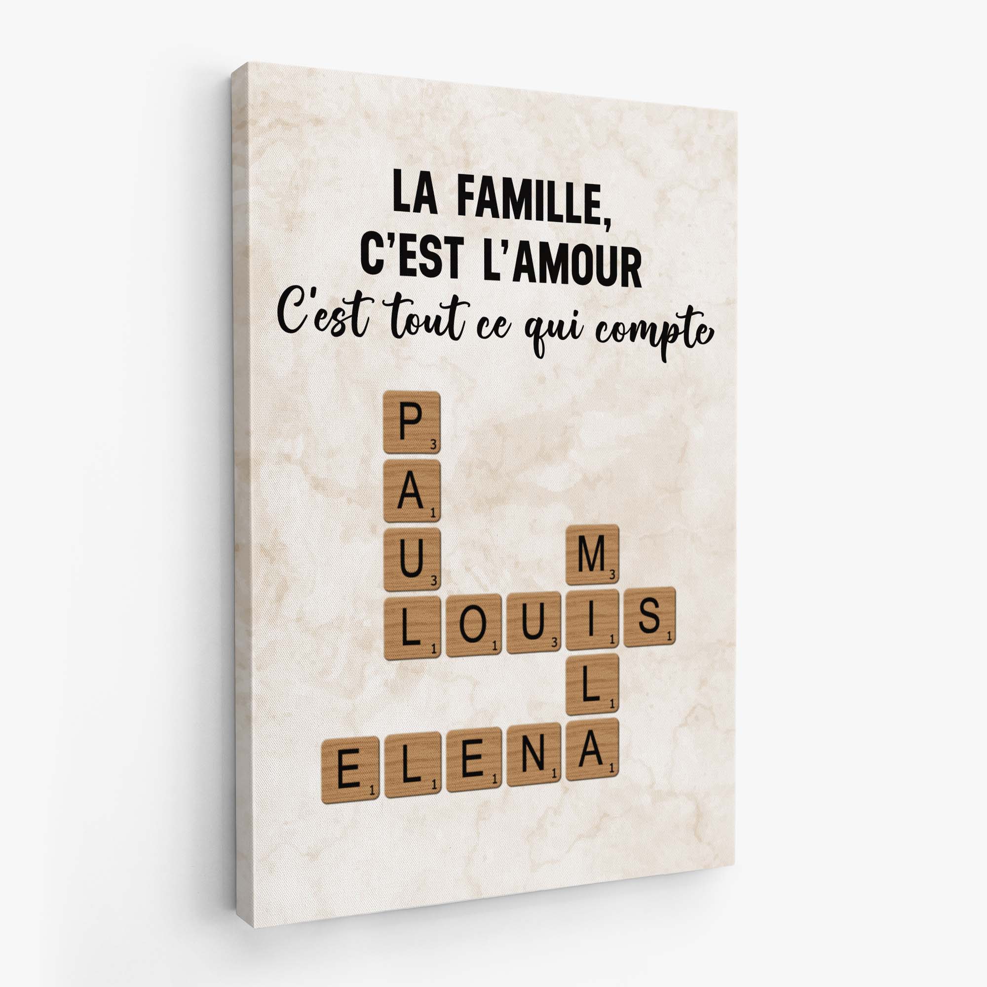 7328CFR2 toile mot croise personnalise amour eternel de la famille 7328c8m5i