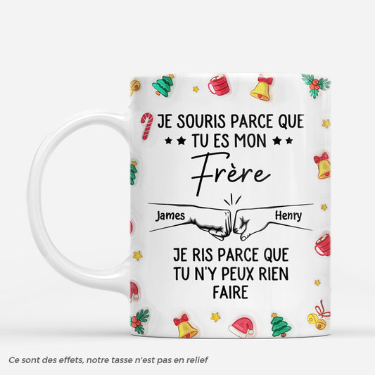 7333MFR1 effet dimpression 3d mug personnalise noel tu es mon frere 7333m8t5e