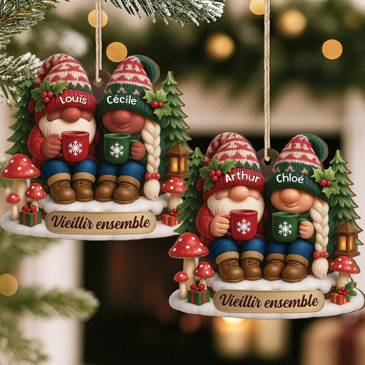 7341OFR1 effet dimpression 3d ornement noel en bois a 1 couche personnalise vieillir ensemble couple gnome 7341o3l5g_2