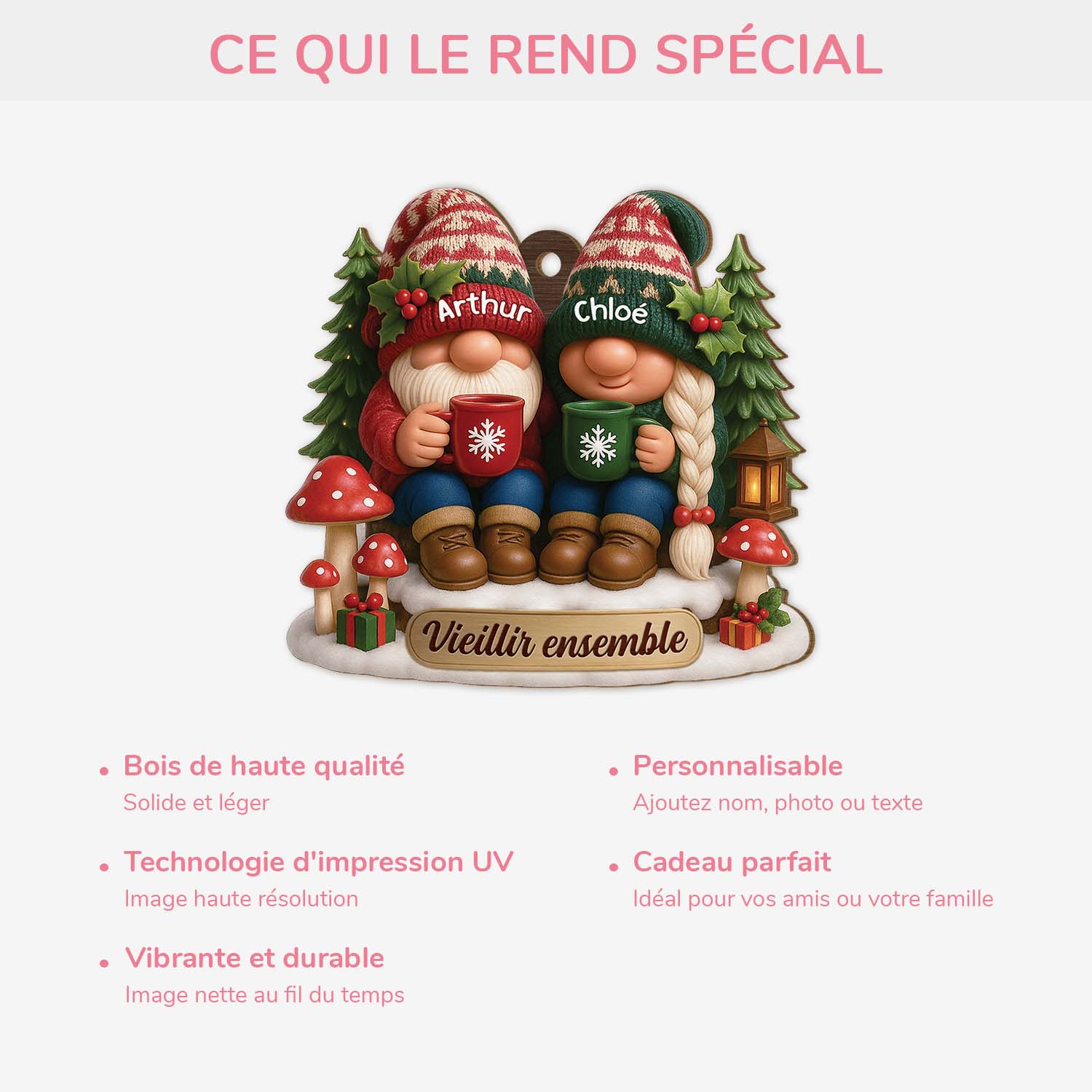 7341OFR1 effet dimpression 3d ornement noel en bois a 1 couche personnalise vieillir ensemble couple gnome 7341o3l5g_4