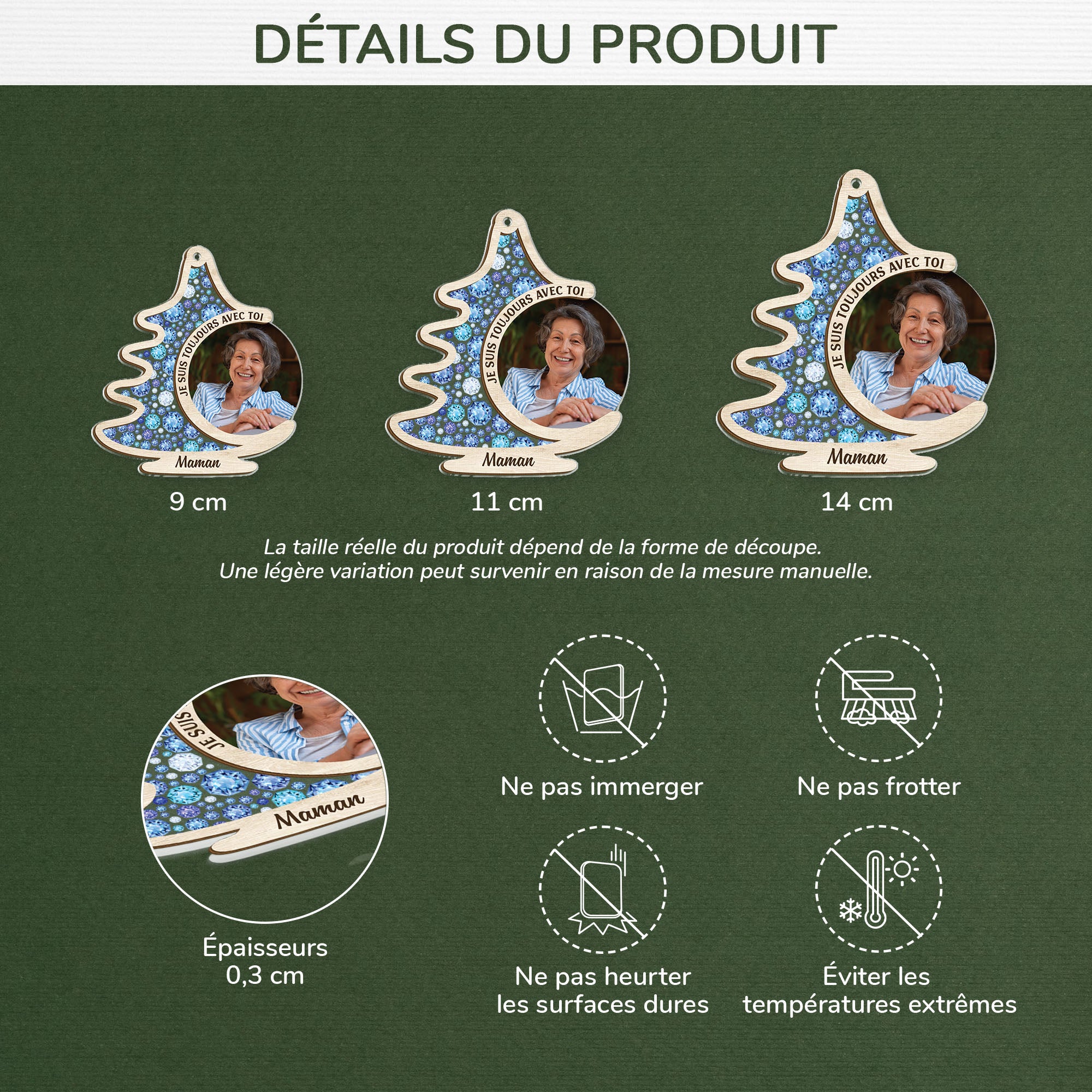 7350OFR3 ornement acrylique personnalise avec photo commemorative maman papa toujours la 7350o3t5a