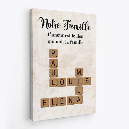 7386CFR2 toile personnalisee avec mots croises notre famille 7386c6p5i