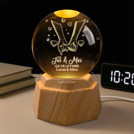 7410LFR1 boule de cristal lumineuse 3d personnalisee couple toi et mois 7410ltlng