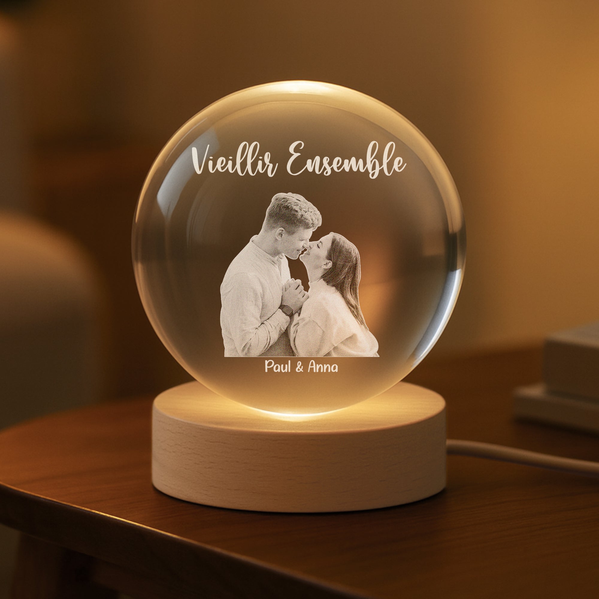7418LFR2 veilleuse boule de cristal personnalisee avec photo de couple toi  moi 7418l3pcg