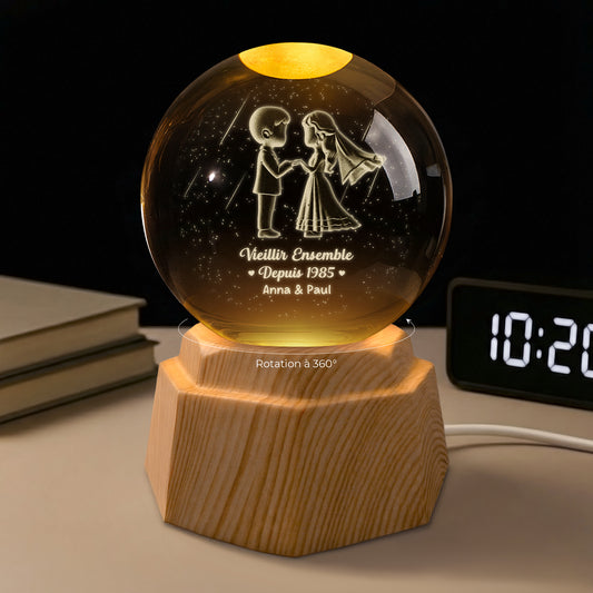7436LFR1 boule de cristal lumineuse 3d personnalise couple vieillir ensemble 7436ltlcg