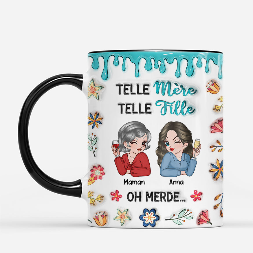 7439MFR2 effet dimpression 3d mug personnalise telle mere telle fille 7439m3tta